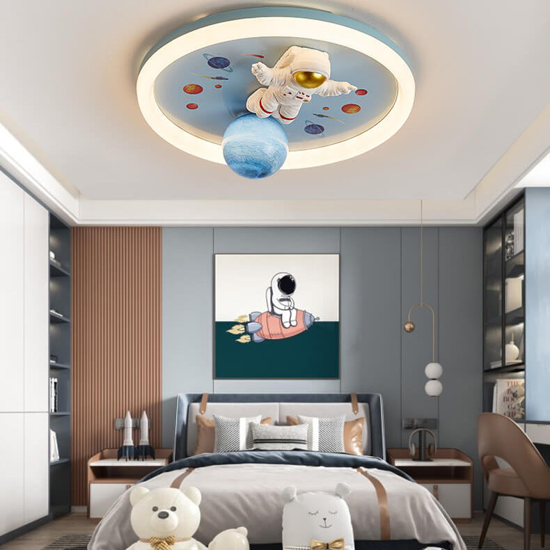 Lumendat Cartoon Creative Space Astronaut Resin LED Flush Mount Ceiling Light Lumendat