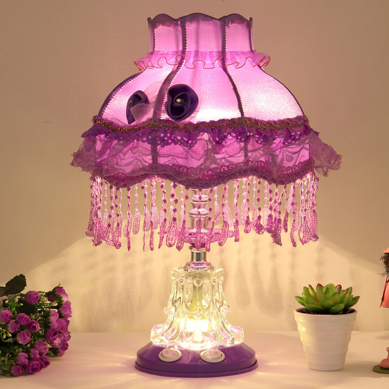 European Style Wedding Fabric Glass 1-Light Table Lamp Lumendat