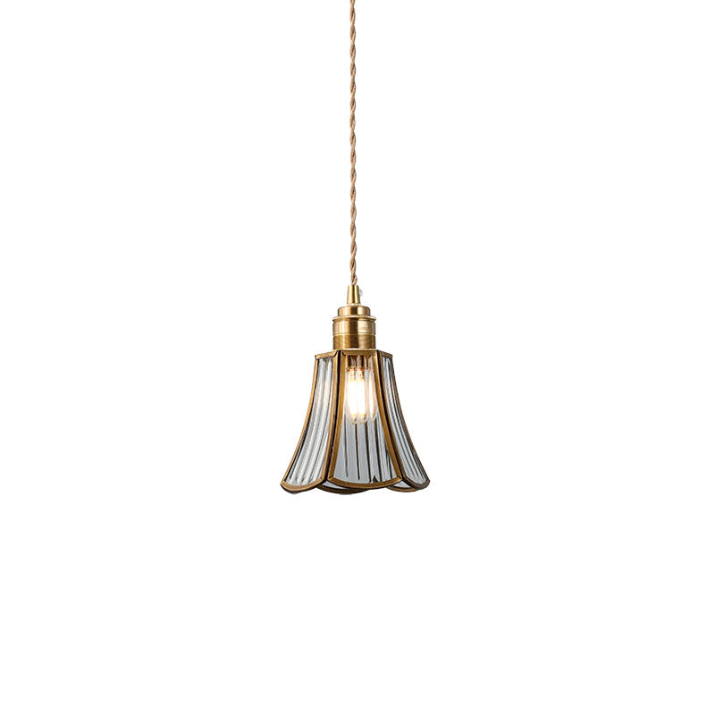 Japanese Vintage Brass Glass Cone 1-light Pendant Light