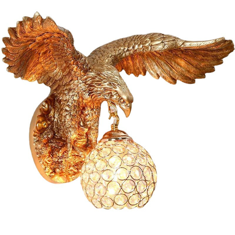 European Creative Resin Eagles Crystal Shade 1-Light Wall Sconce Lamp Lumendat