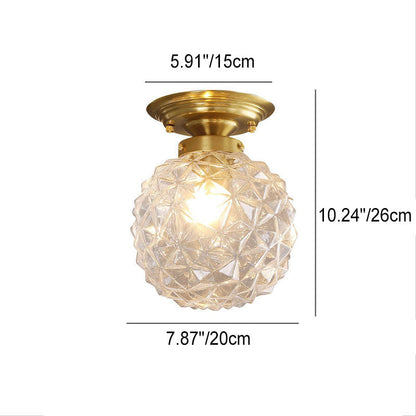 Modern Light Luxury Star Textured Glass Orb 1-light Semi-flush Mount Ceiling Light