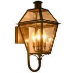 Industrial Waterproof Glass Lantern Iron 3-Light Outdoor Wall Sconce Lamp Lumendat
