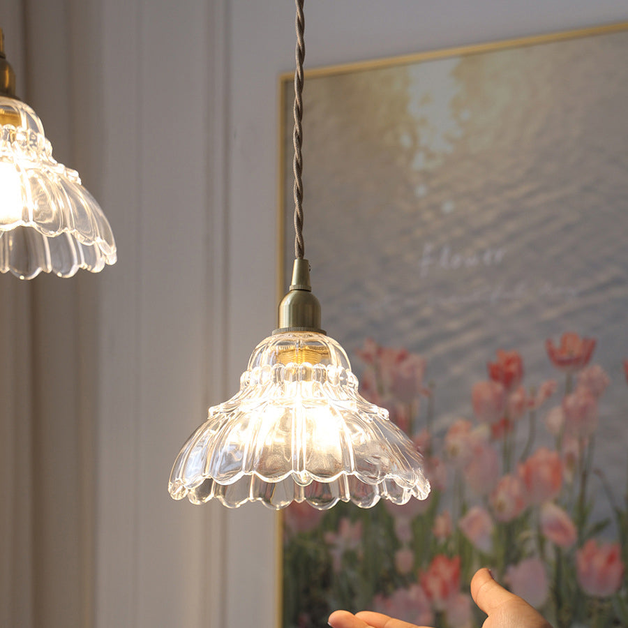 Modern Minimalist Bellflower Brass Glass 1-light Pendant Light for Living Room