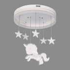 Lumendat Contemporary Nordic Kids Iron Acrylic Round Unicorn Star LED Flush Mount Ceiling Light For Bedroom Lumendat