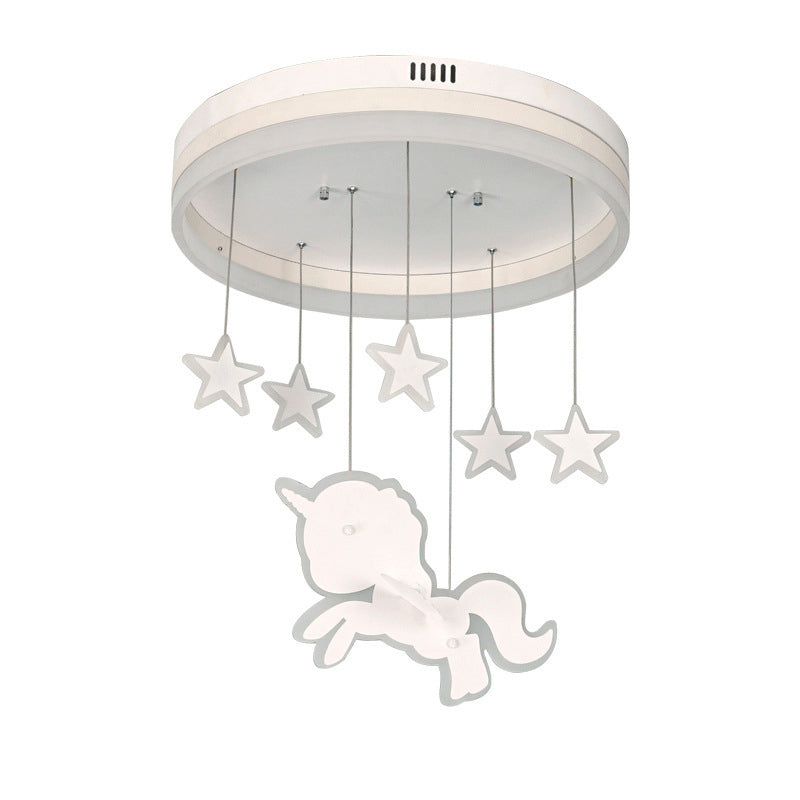 Lumendat Contemporary Nordic Kids Iron Acrylic Round Unicorn Star LED Flush Mount Ceiling Light For Bedroom Lumendat