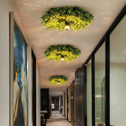Creative Decorative Green Plant Flush Mount Ceiling Light