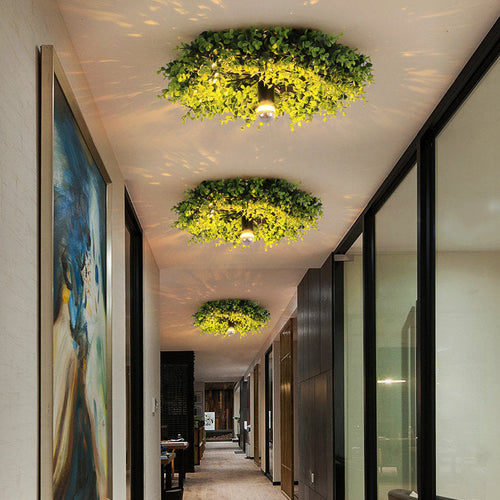 Creative Decorative Green Plant Flush Mount Ceiling Light