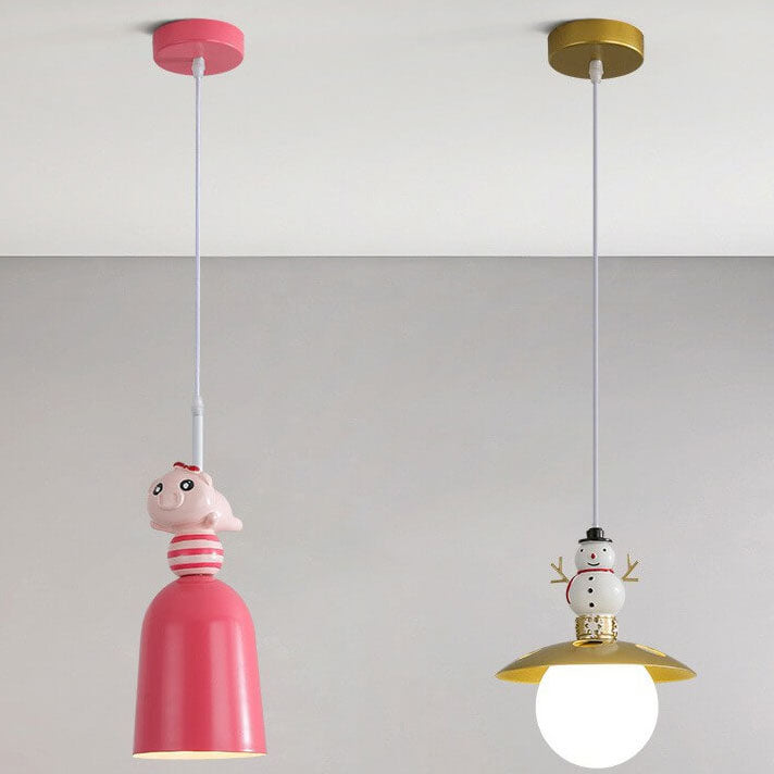 Lumendat Nordic Cartoon Resin Rocket Snowman 1-Light Kids Pendant Light Lumendat