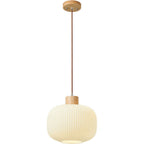 Traditional Japanese Log Solid Wood Strip Glass Jar 1/2/3 Light Island Pendant Light For Living Room Lumendat