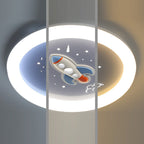 Lumendat Contemporary Creative Kids Round Rocket Acrylic Resin Iron LED Flush Mount Ceiling Light For Bedroom Lumendat