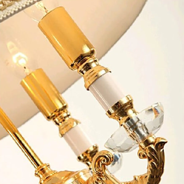 European Luxury Fabric Candle Holder with Crystal Base 4-Light Table Lamp Lumendat