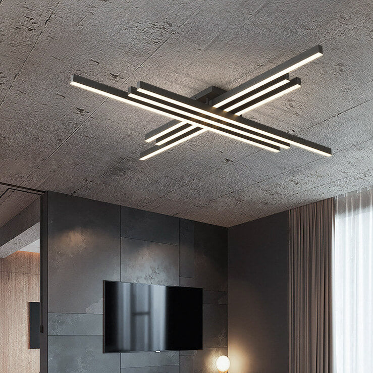 Industrial Aluminum Creative Geometric Line LED Flush Mount Light BulbSquare