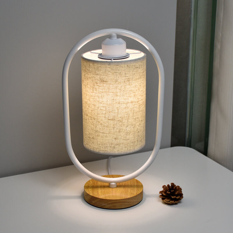 Nordic Linen White Ring 1-Light Dimmable Table Lamp Lumendat