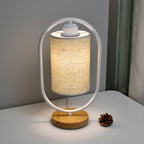 Nordic Linen White Ring 1-Light Dimmable Table Lamp Lumendat