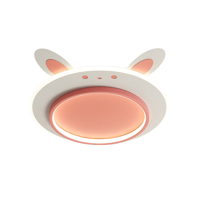 Lumendat Modern Simplicity Kids Iron Acrylic Rabbit Round LED Flush Mount Ceiling Light For Bedroom Lumendat