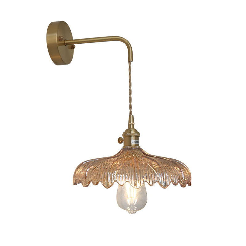 Modern Art Deco Iron Flower Glass Shade 1-Light Wall Sconce Lamp For Bedroom Lumendat