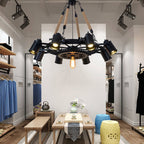 Contemporary Industrial Retro Gear Wrought Ion Hemp Rope 7/9/11-Light Chandelier For Living Room Lumendat
