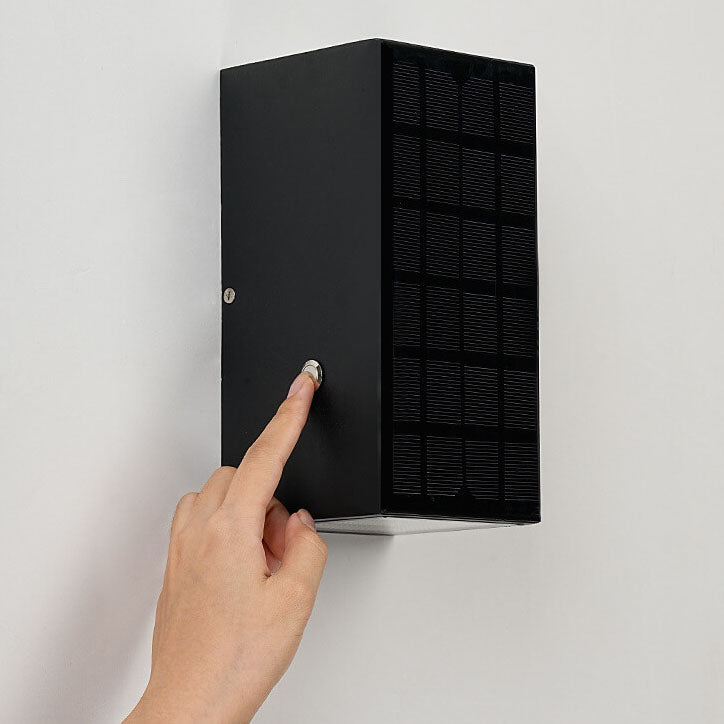Modern Solar Black Rectangular Die-Cast Aluminum Solar LED Outdoor Wall Light Lumendat