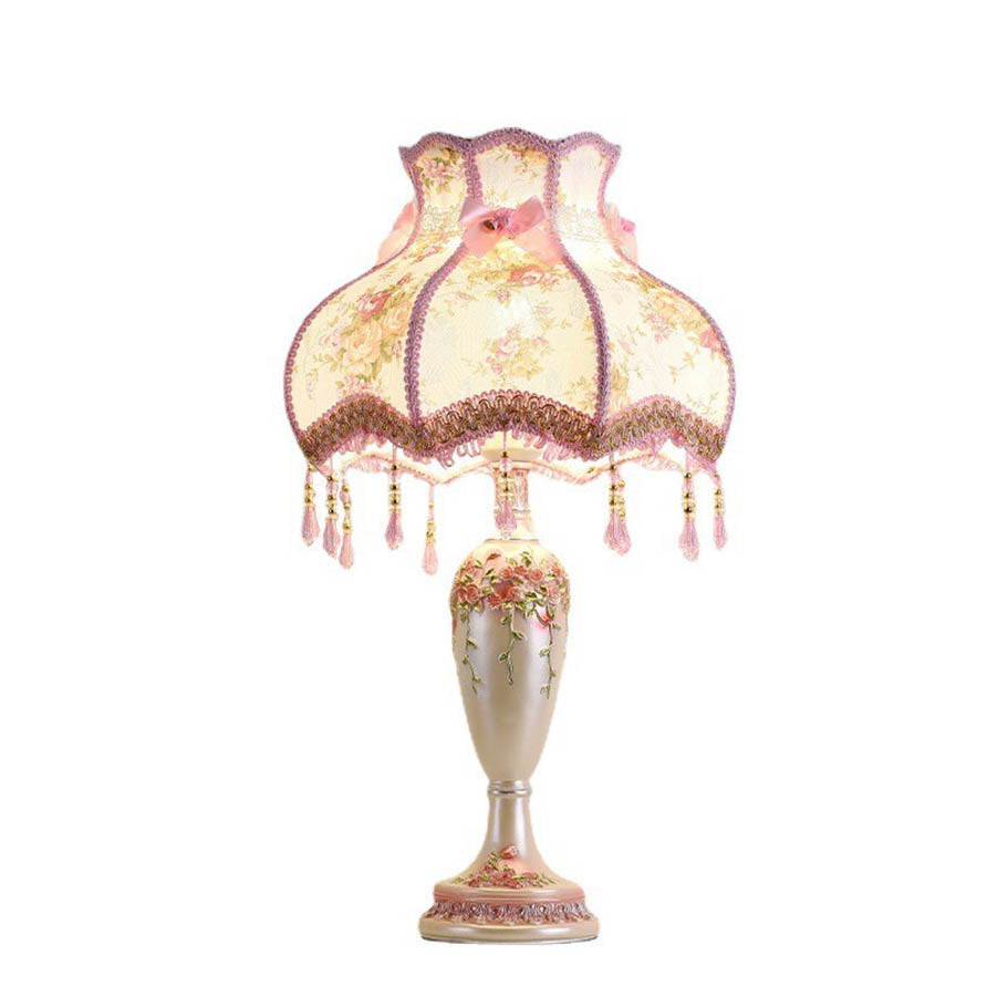 European Romantic Fabric Tassel 1-Light Table Lamp Lumendat