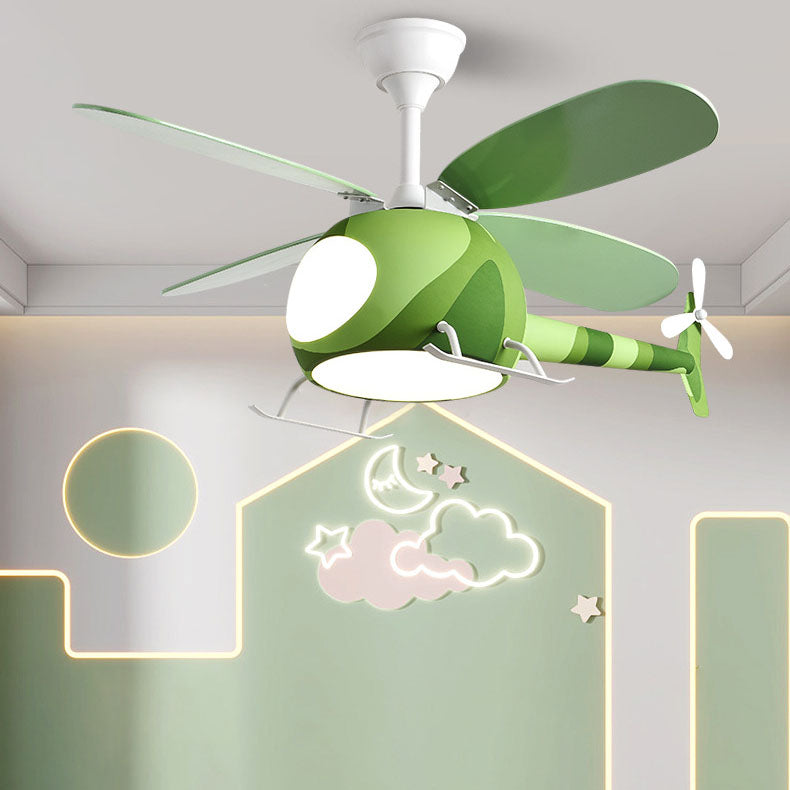 Lumendat Contemporary Creative Iron Cartoon Planes LED Downrods Ceiling Fan Light for Bedroom Lumendat