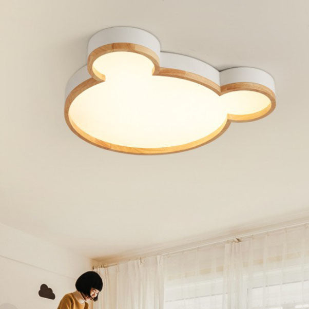 Lumendat Nordic Wood Bear Shape LED Kids Flush Mount Ceiling Light Lumendat