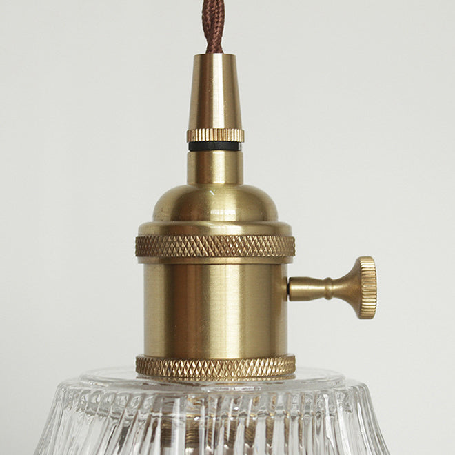 Contemporary Creative Floral Brass Glass 1-light Pendant Light for Living Room