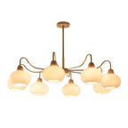 Nordic Japanese Glass Round Wood 3/6/8 Light Chandelier Lumendat