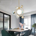 Lumendat Nordic Creative Glass Planet Plating Ring 7-Light Kids Chandelier Lumendat