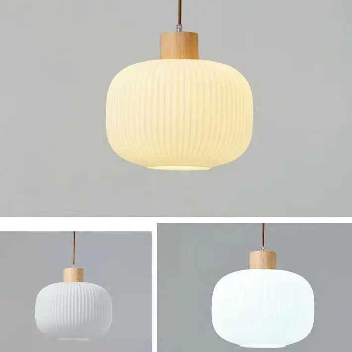 Japanese Minimalist Log Wood Strip Glass Jar 1/2/3 Light Island Light Chandelier Lumendat