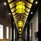 Chinese Retro Hexagonal Faux Sheepskin Iron 1-light Pendant Light BulbSquare
