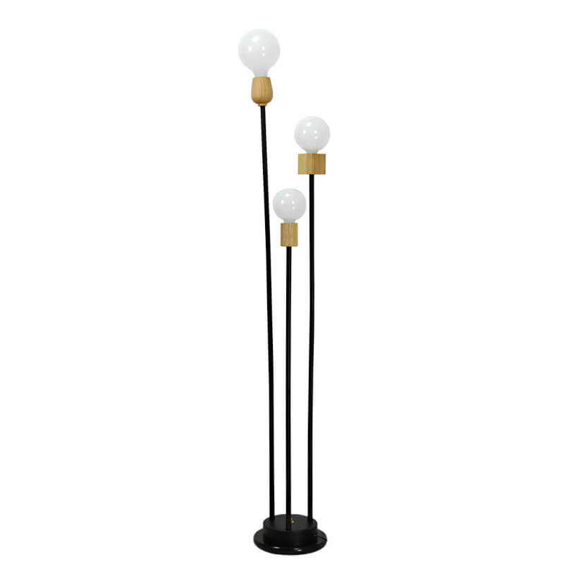 Industrial Retro Iron Black-Finished Frame Glass Ball 3-Light Standing Floor Lamp Lumendat