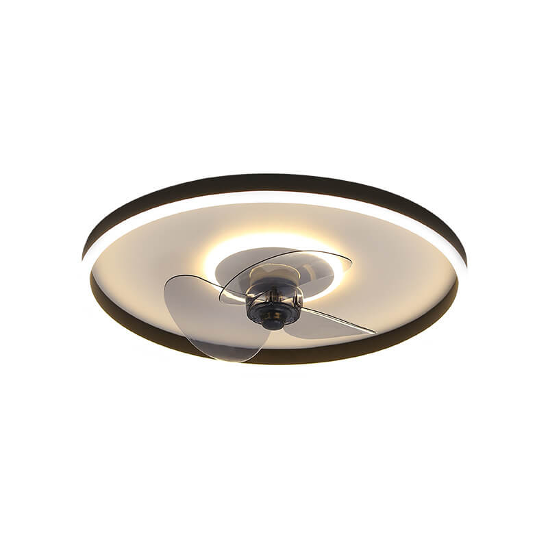 Contemporary Nordic Round Iron Silicone Aluminum Invisible LED Flush Mount Ceiling Fan Light For Living Room & Bedroom Lumendat