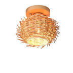 Modern Minimalist Creative Bamboo Weaving Flush Mount Ceiling Lamp Lumendat