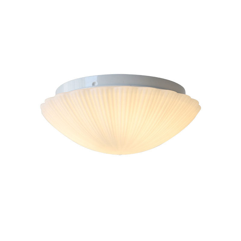 Modern French Cream Shell Glass LED Flush Mount Ceiling Light BulbSquare