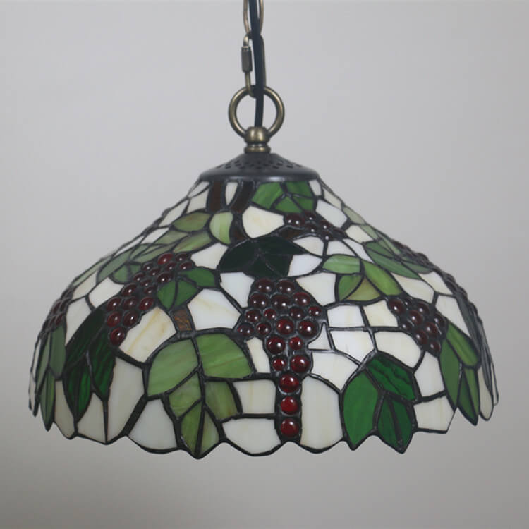 Vintage Tiffany Grape Stained Glass 1-light Pendant Light