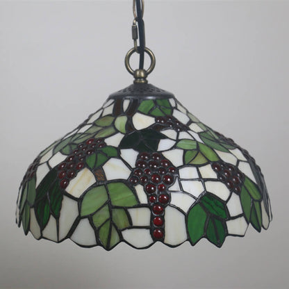 Vintage Tiffany Grape Stained Glass 1-light Pendant Light