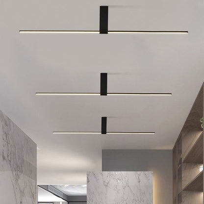 Modern Minimalist Aluminum Acrylic Strip Rectangle LED Semi-flush Mount Ceiling Light for Hallway