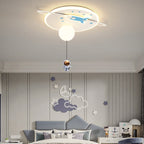 Lumendat Contemporary Creative Iron Acrylic Rocket Astronaut LED Kids Flush Mount Ceiling Light For Bedroom Lumendat