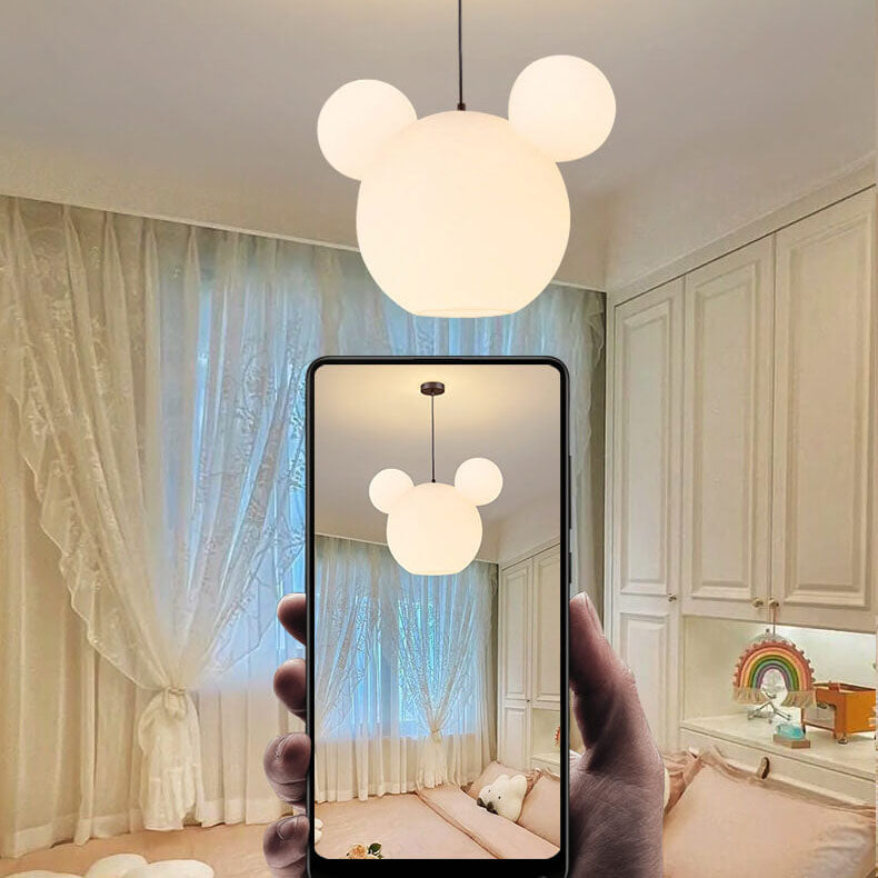 Lumendat Modern Minimalist Milk White PE Mouse 3-Light Kids Chandelier Lumendat