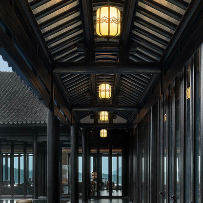 Modern Chinese Marble Lantern Outdoor Waterproof 1-Light Pendant Light