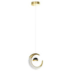 Contemporary Creative Iron Acrylic Moon LED Pendant Light for Bedroom