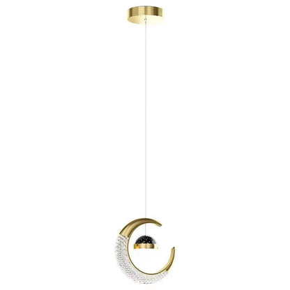 Contemporary Creative Iron Acrylic Moon LED Pendant Light for Bedroom