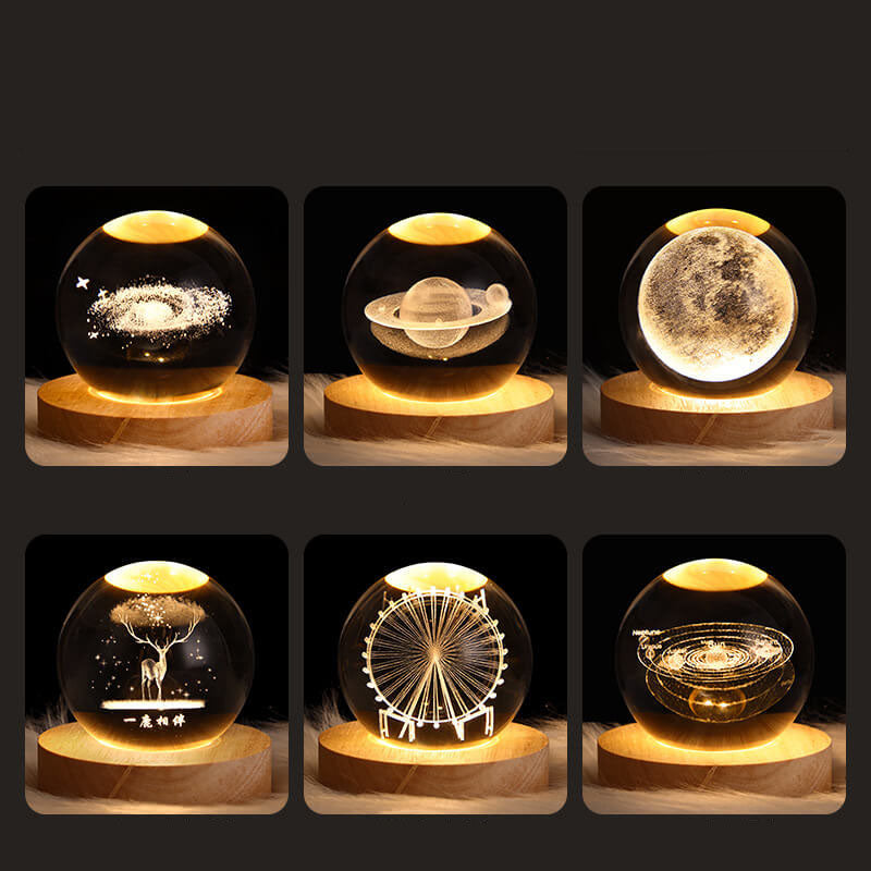Contemporary Creative Star System Crystal Ball USB LED Night Light Table Lamp For Bedroom Lumendat