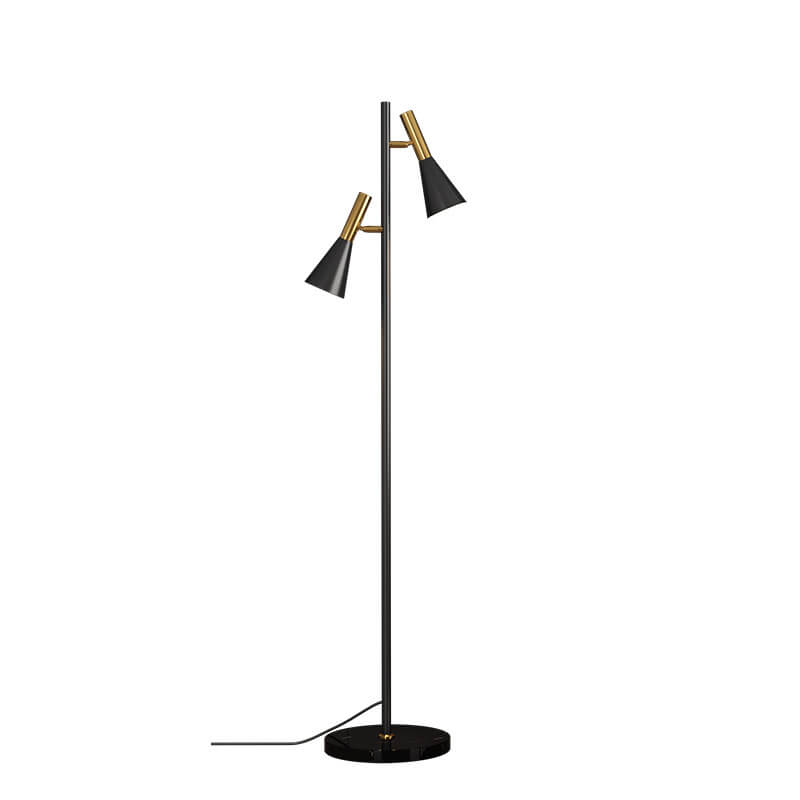 Modern Minimalist Marble Iron Horn Shade Rotatable 2-Light Standing Floor Lamp For Living Room & Bedroom Lumendat