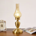Vintage All Brass Wooden Glass Kerosene Lamp Design 1- Light Table Lamp Lumendat
