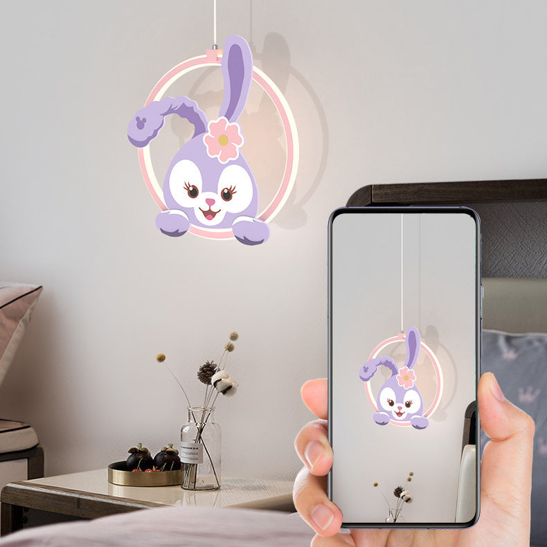 Lumendat Contemporary Creative Kids Iron Aluminum Acrylic Circle StellaLou Rabbit LED Pendant Light For Bedroom Lumendat