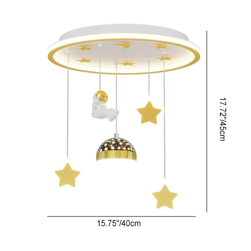 Lumendat Contemporary Creative Starry Night Acrylic Round Shade LED Kids Flush Mount Ceiling Light For Bedroom Lumendat