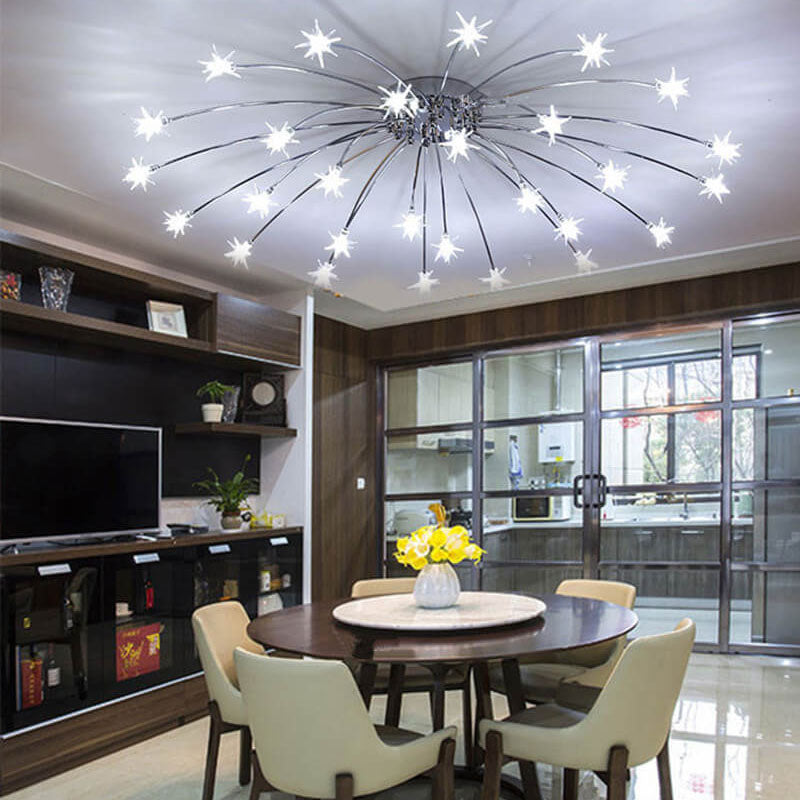 Contemporary Creative Full Of Star Iron 12/21/28 Light Flush Mount Ceiling Light For Living Room Lumendat
