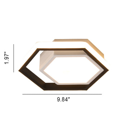 Modern Minimalist Geometric Hexagonal Ring LED Flush Mount Ceiling Light