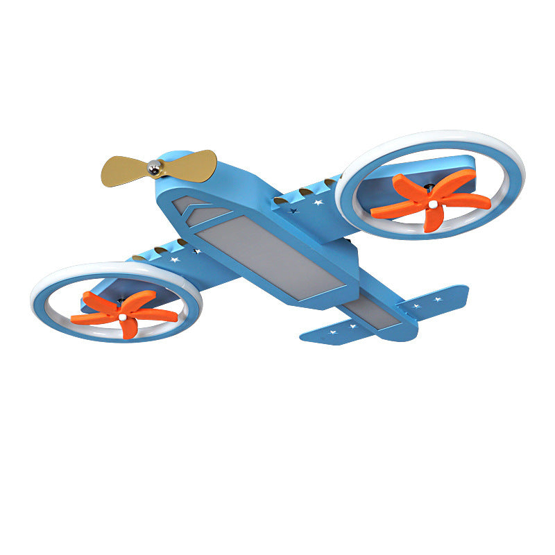 Lumendat Contemporary Creative Acrylic Hardware Cartoon Aircraft Blue LED Kids Flush Mount Ceiling Light For Bedroom Lumendat
